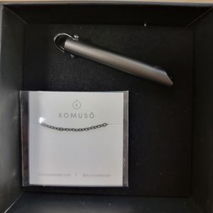 Komusō Classic Shift necklace in Matte Slate with 28" cable chain, in box